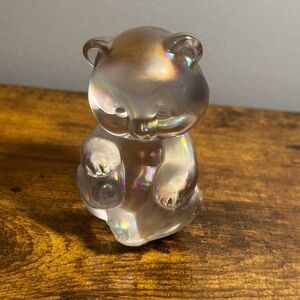 Fenton‎ Iridescent Satin Glass Bear Figurine Vintage Crystal Animal